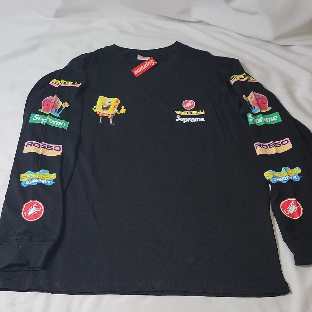 Black Supreme x Spongebob and Castelli Racing L/S Tee